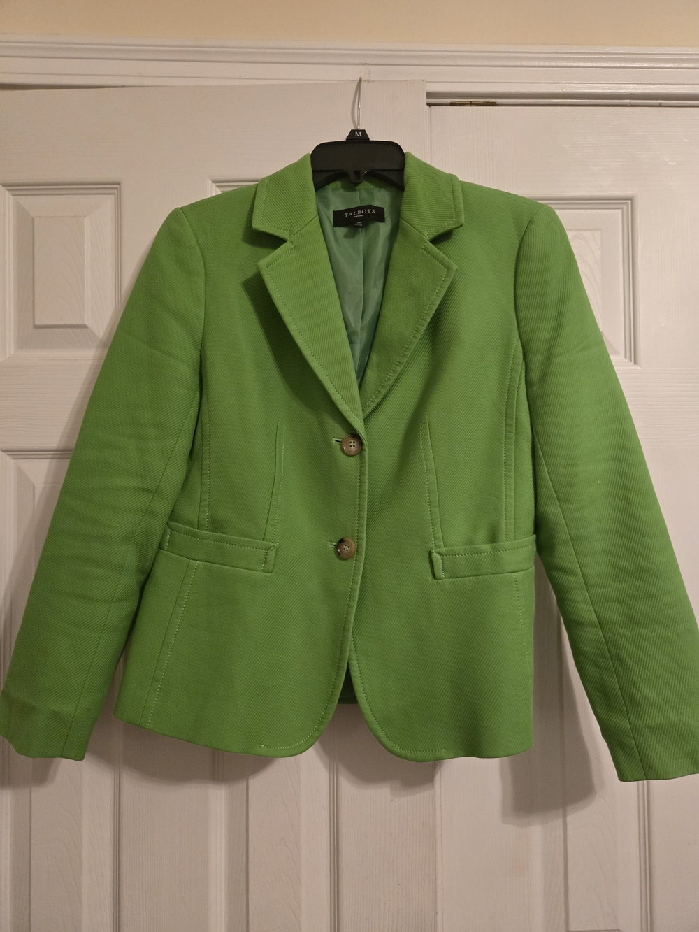 Talbots Bright Green Notch Collar Two-Button Blazer